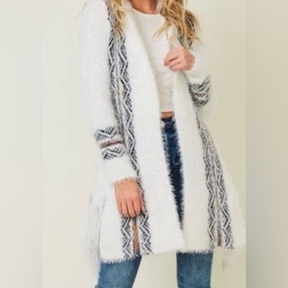 Northern Angel Open Front Cardigan Aztec‎ Boho Tribal Southwestern XL Fuzzy - Picture 2 of 11